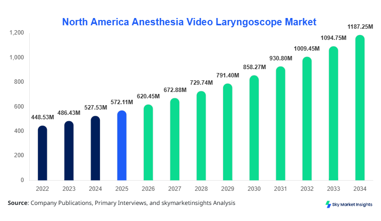 North America Anesthesia Video Laryngoscope Market Size, Share & Forecast 2034