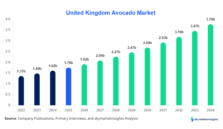United Kingdom Avocado Market Size, Share and Growth Report By 2034